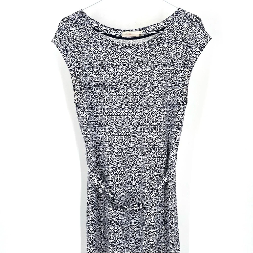 Tory Burch Jamie Jersey Knit Cap Sleeve in Navy Blue Combo Business Pencil Dress
